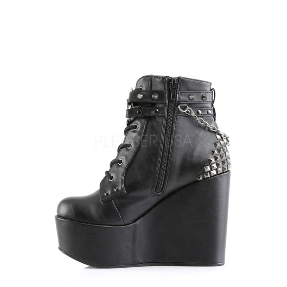 Platform Lace Up Pentagram Wedge Ankle Boots - Picture 3 of 5